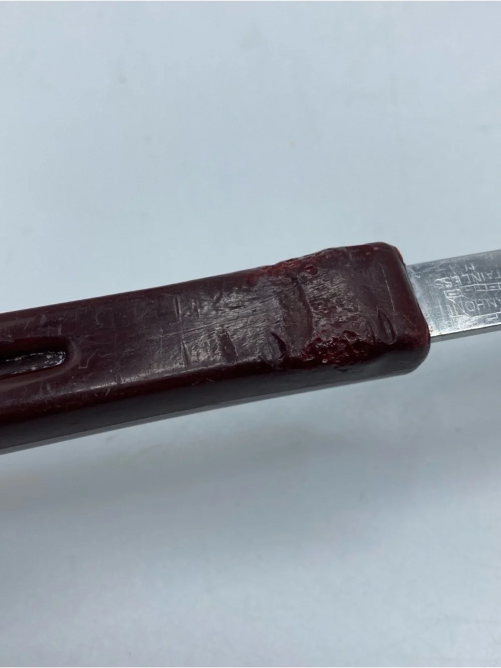 Vintage Stanhome Stainless Spatula Brown Handle Kitchen Utensil Slotted Scallop